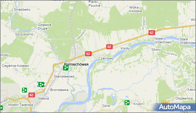 mapa Czarnowo gmina Pomiechówek, Czarnowo gmina Pomiechówek na mapie Targeo
