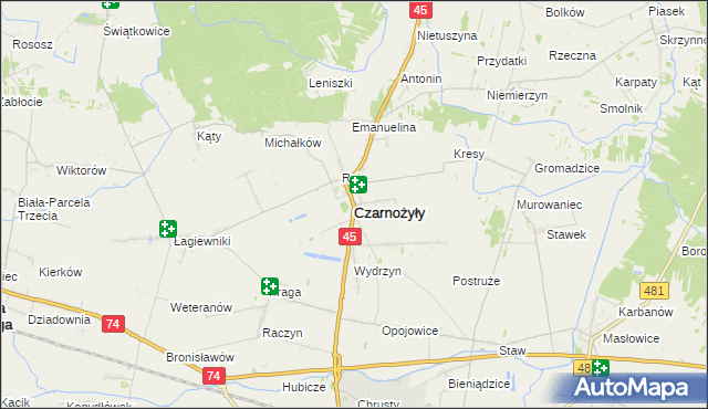 mapa Czarnożyły, Czarnożyły na mapie Targeo