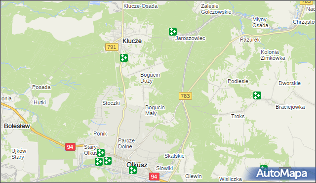 mapa Czarny Las gmina Olkusz, Czarny Las gmina Olkusz na mapie Targeo