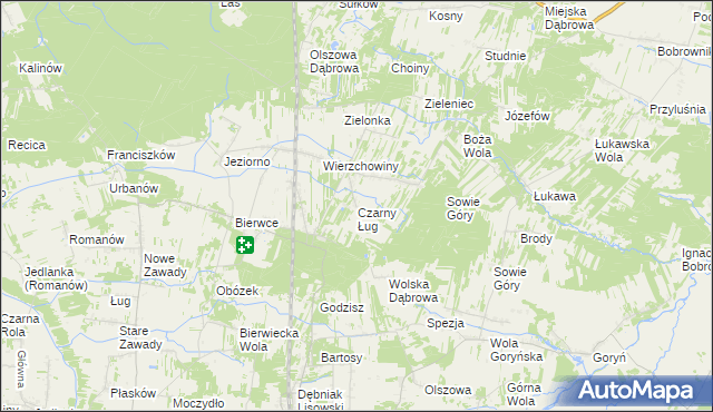 mapa Czarny Ług, Czarny Ług na mapie Targeo