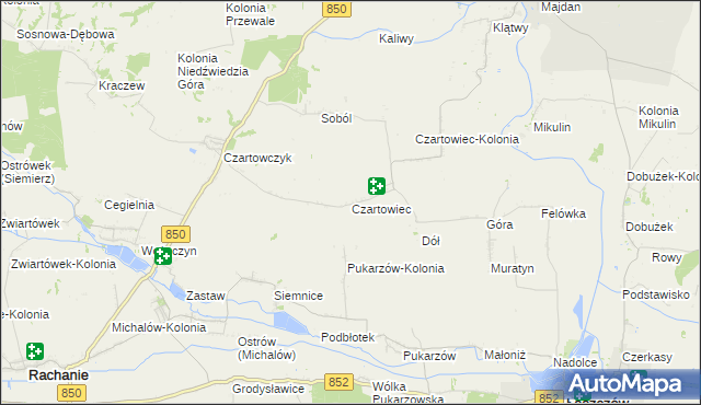 mapa Czartowiec gmina Tyszowce, Czartowiec gmina Tyszowce na mapie Targeo