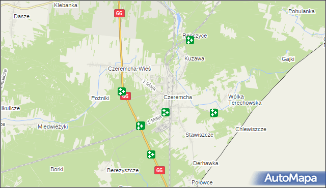 mapa Czeremcha powiat hajnowski, Czeremcha powiat hajnowski na mapie Targeo