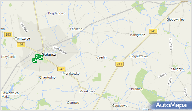 mapa Czerlin gmina Gołańcz, Czerlin gmina Gołańcz na mapie Targeo