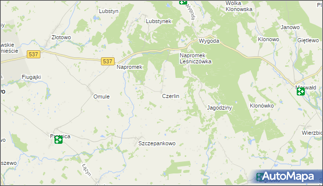 mapa Czerlin gmina Lubawa, Czerlin gmina Lubawa na mapie Targeo