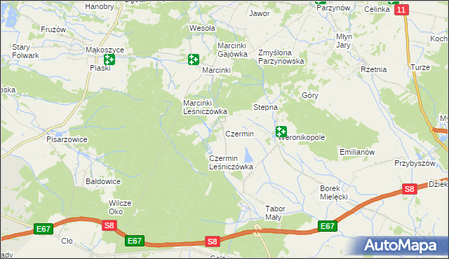 mapa Czermin gmina Bralin, Czermin gmina Bralin na mapie Targeo