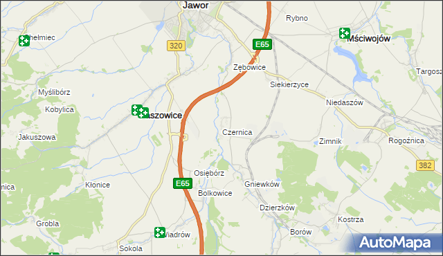 mapa Czernica gmina Dobromierz, Czernica gmina Dobromierz na mapie Targeo