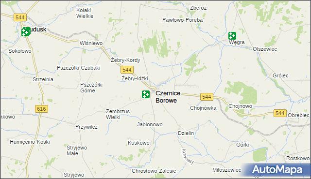 mapa Czernice Borowe, Czernice Borowe na mapie Targeo