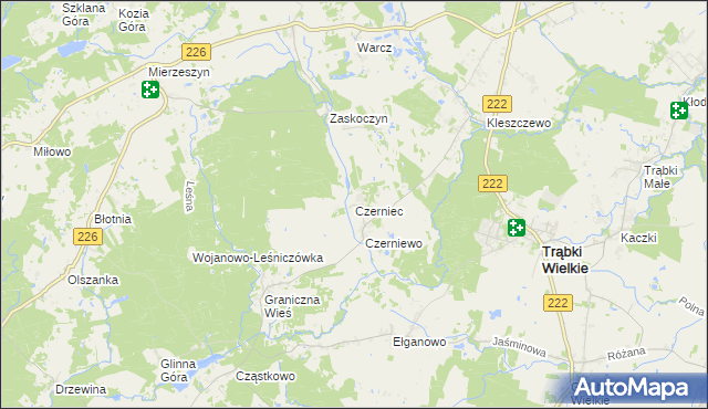 mapa Czerniec gmina Trąbki Wielkie, Czerniec gmina Trąbki Wielkie na mapie Targeo