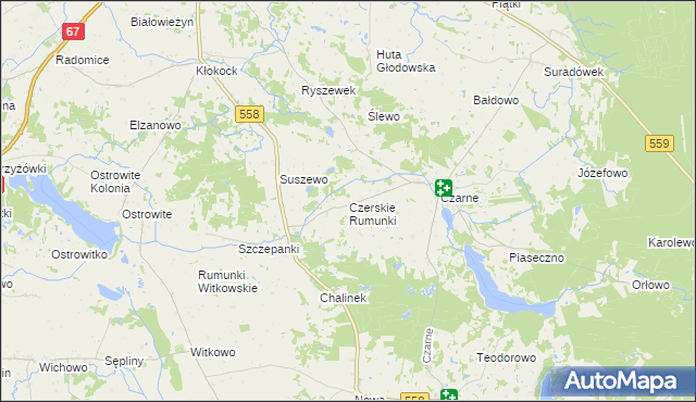 mapa Czerskie Rumunki, Czerskie Rumunki na mapie Targeo