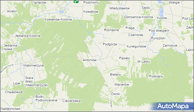 mapa Czerwona gmina Ciepielów, Czerwona gmina Ciepielów na mapie Targeo