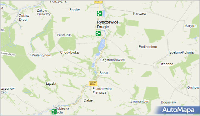 mapa Częstoborowice, Częstoborowice na mapie Targeo