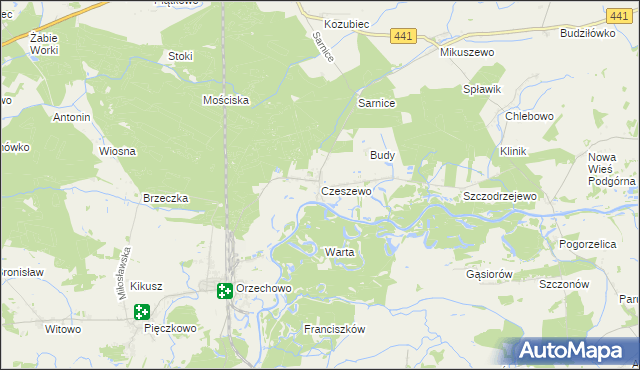 mapa Czeszewo gmina Miłosław, Czeszewo gmina Miłosław na mapie Targeo