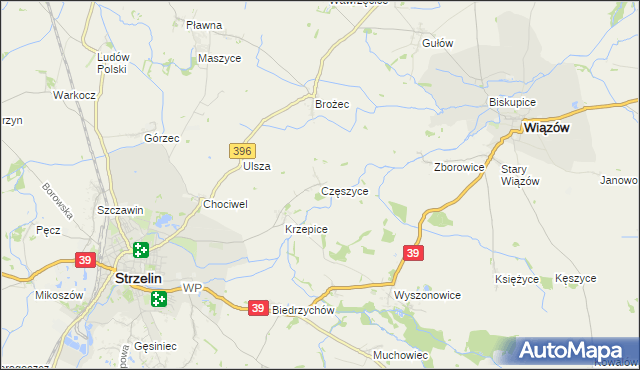 mapa Częszyce, Częszyce na mapie Targeo