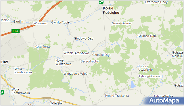 mapa Czosaki-Dąb, Czosaki-Dąb na mapie Targeo