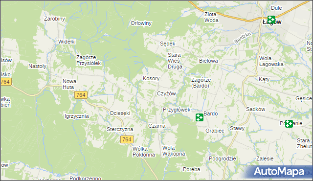 mapa Czyżów gmina Łagów, Czyżów gmina Łagów na mapie Targeo