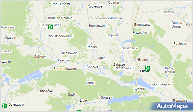 mapa Dąbie gmina Włoszczowa, Dąbie gmina Włoszczowa na mapie Targeo