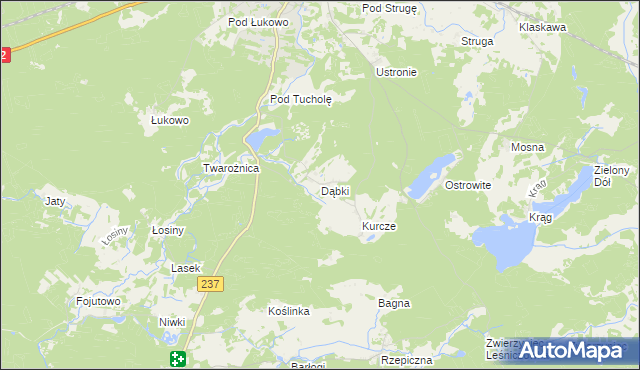 mapa Dąbki gmina Czersk, Dąbki gmina Czersk na mapie Targeo