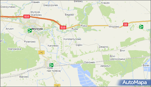 mapa Dąbki gmina Wyrzysk, Dąbki gmina Wyrzysk na mapie Targeo