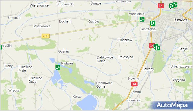 mapa Dąbkowice Dolne, Dąbkowice Dolne na mapie Targeo