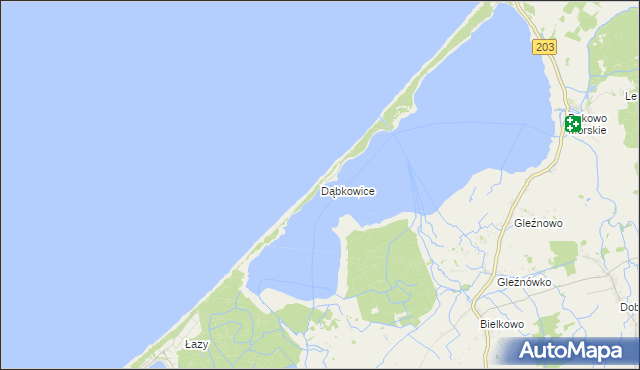 mapa Dąbkowice gmina Darłowo, Dąbkowice gmina Darłowo na mapie Targeo