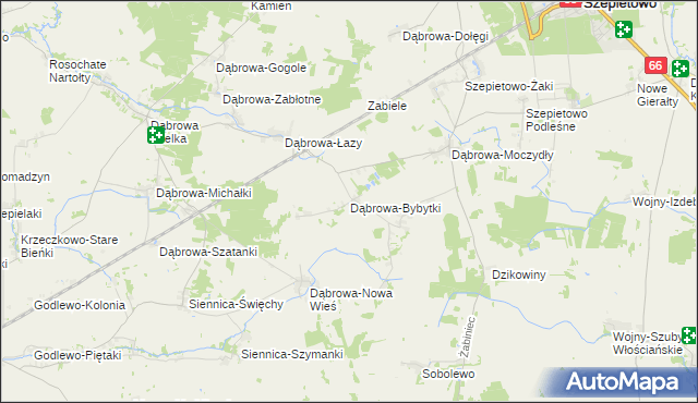 mapa Dąbrowa-Bybytki, Dąbrowa-Bybytki na mapie Targeo