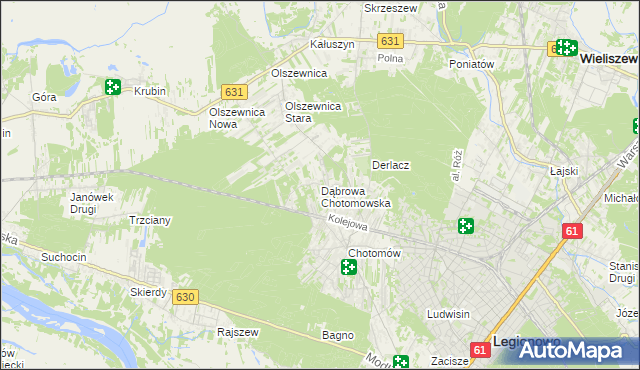 mapa Dąbrowa Chotomowska, Dąbrowa Chotomowska na mapie Targeo