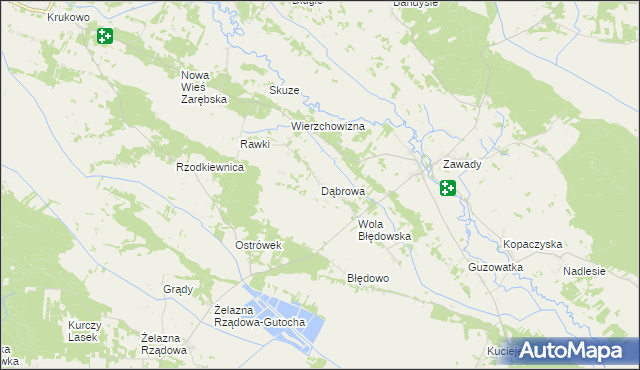 mapa Dąbrowa gmina Baranowo, Dąbrowa gmina Baranowo na mapie Targeo