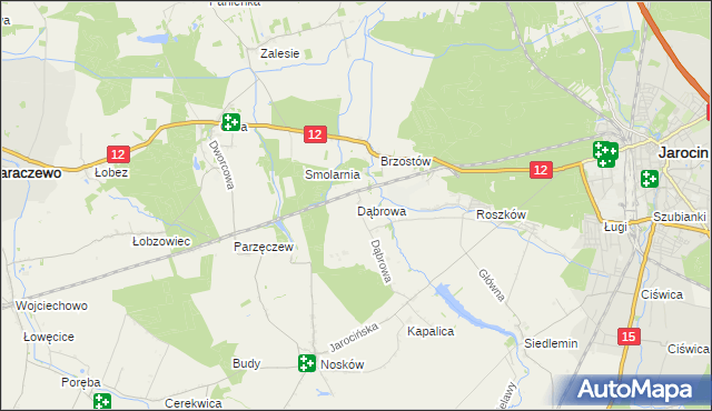 mapa Dąbrowa gmina Jarocin, Dąbrowa gmina Jarocin na mapie Targeo