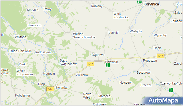 mapa Dąbrowa gmina Korytnica, Dąbrowa gmina Korytnica na mapie Targeo