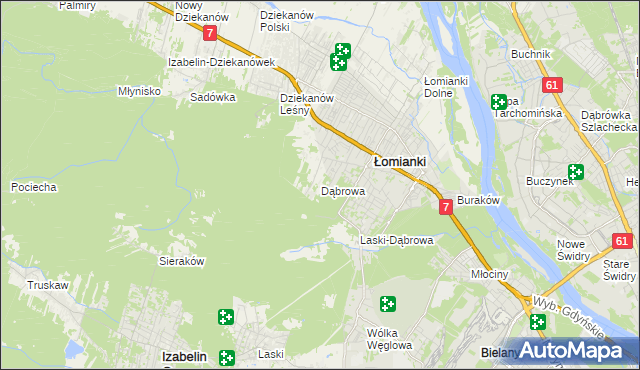 mapa Dąbrowa gmina Łomianki, Dąbrowa gmina Łomianki na mapie Targeo