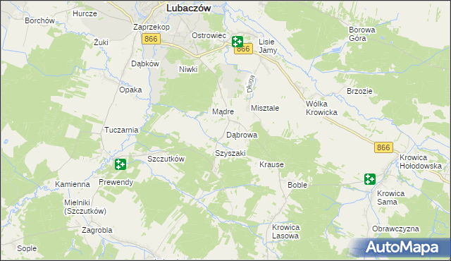 mapa Dąbrowa gmina Lubaczów, Dąbrowa gmina Lubaczów na mapie Targeo