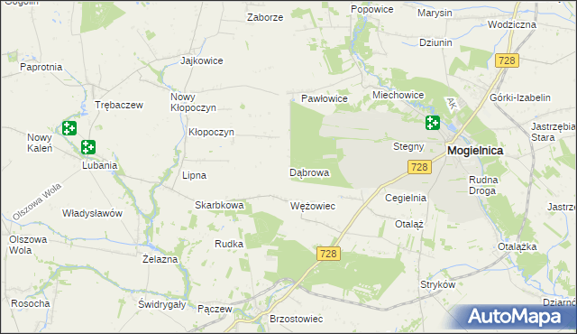 mapa Dąbrowa gmina Mogielnica, Dąbrowa gmina Mogielnica na mapie Targeo