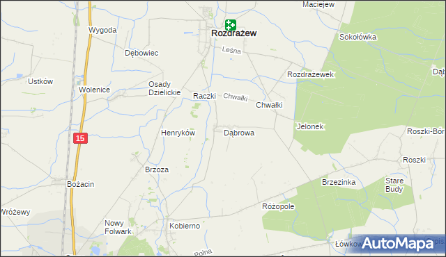 mapa Dąbrowa gmina Rozdrażew, Dąbrowa gmina Rozdrażew na mapie Targeo