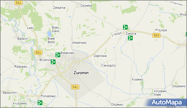mapa Dąbrowa gmina Żuromin, Dąbrowa gmina Żuromin na mapie Targeo