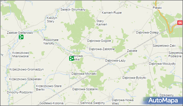 mapa Dąbrowa-Kaski, Dąbrowa-Kaski na mapie Targeo