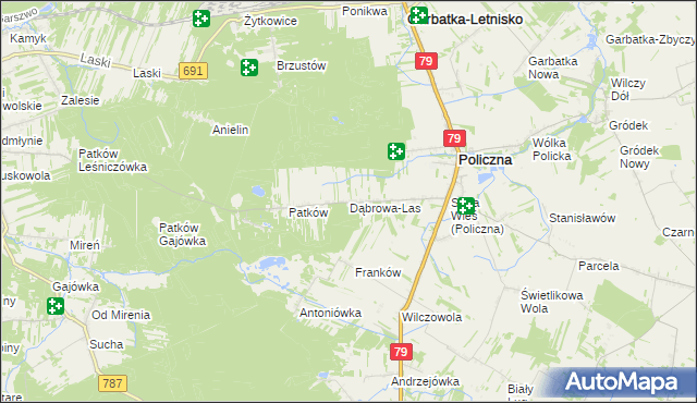 mapa Dąbrowa-Las, Dąbrowa-Las na mapie Targeo