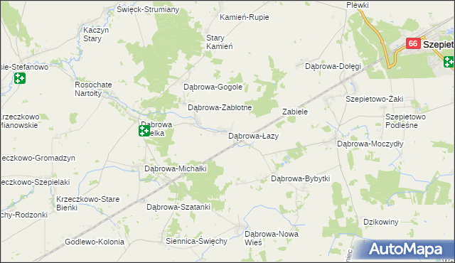 mapa Dąbrowa-Łazy gmina Szepietowo, Dąbrowa-Łazy gmina Szepietowo na mapie Targeo