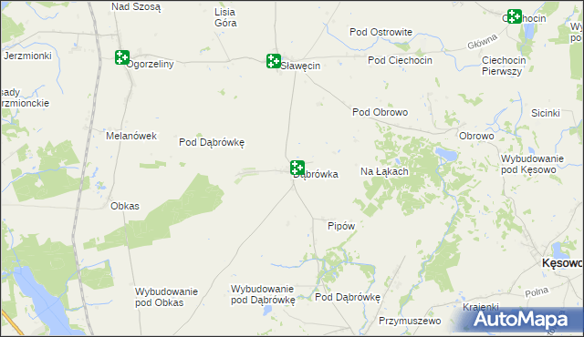 mapa Dąbrówka gmina Kamień Krajeński, Dąbrówka gmina Kamień Krajeński na mapie Targeo