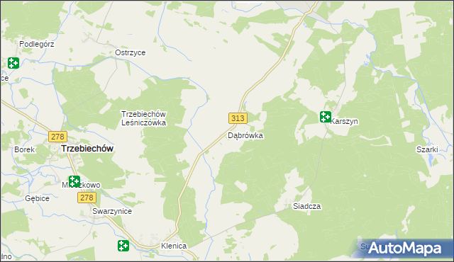 mapa Dąbrówka gmina Kargowa, Dąbrówka gmina Kargowa na mapie Targeo