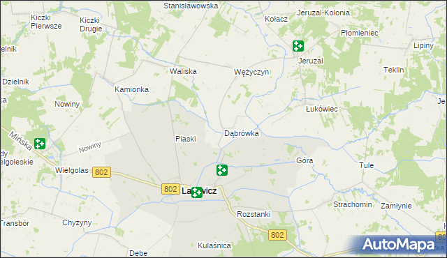 mapa Dąbrówka gmina Latowicz, Dąbrówka gmina Latowicz na mapie Targeo