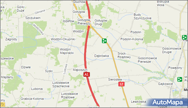 mapa Dąbrówka gmina Moszczenica, Dąbrówka gmina Moszczenica na mapie Targeo