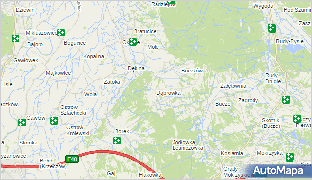 mapa Dąbrówka gmina Rzezawa, Dąbrówka gmina Rzezawa na mapie Targeo