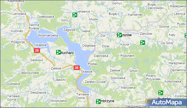 mapa Dąbrówka gmina Stryszów, Dąbrówka gmina Stryszów na mapie Targeo