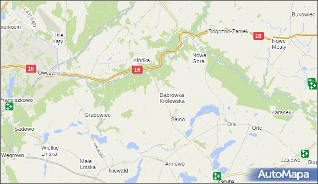 mapa Dąbrówka Królewska, Dąbrówka Królewska na mapie Targeo