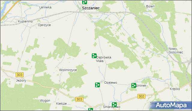 mapa Dąbrówka Mała gmina Szczaniec, Dąbrówka Mała gmina Szczaniec na mapie Targeo