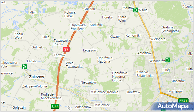mapa Dąbrówka Nagórna, Dąbrówka Nagórna na mapie Targeo