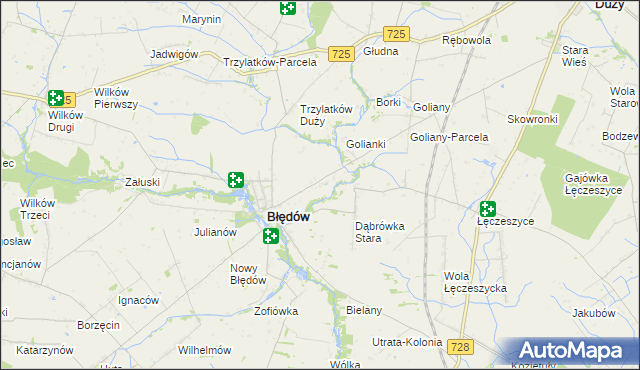 mapa Dąbrówka Nowa gmina Błędów, Dąbrówka Nowa gmina Błędów na mapie Targeo