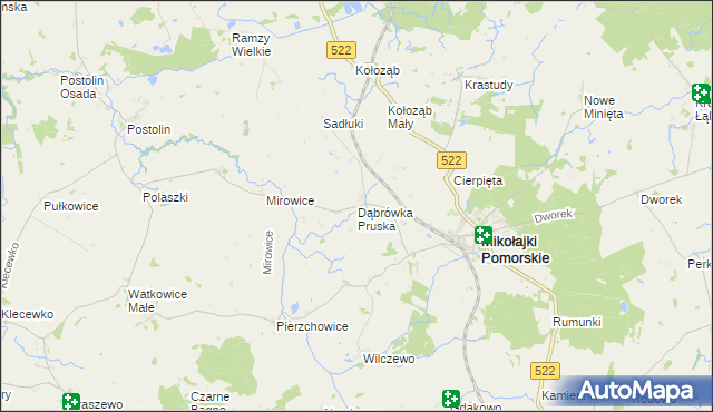 mapa Dąbrówka Pruska, Dąbrówka Pruska na mapie Targeo