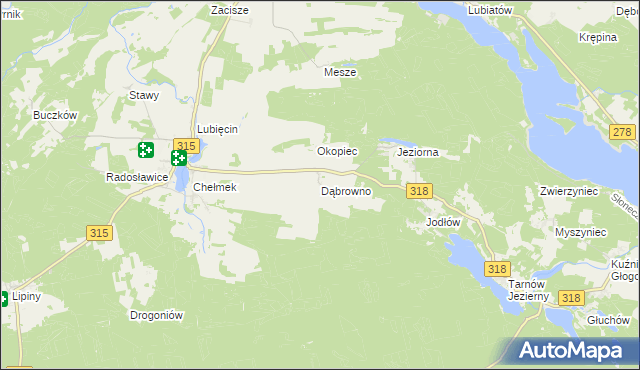 mapa Dąbrowno gmina Nowa Sól, Dąbrowno gmina Nowa Sól na mapie Targeo