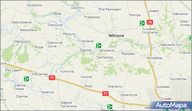 mapa Dacharzów, Dacharzów na mapie Targeo